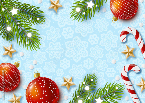 Christmas greeting card with holiday decorations