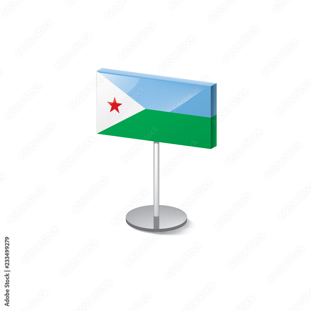 Djibouti flag, vector illustration on a white background Djibouti flag, vector illustration on a white background