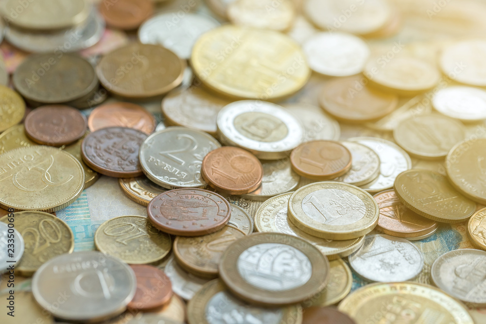 Collection of coins from around the world Collection of coins from around the world