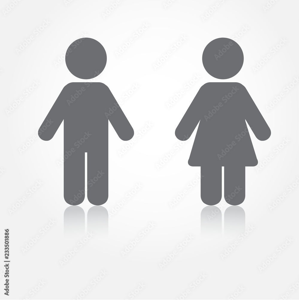 Man and woman toilet sign illustration. Grey water closed icon symbol. Man and woman toilet sign illustration. Grey water closed icon symbol.