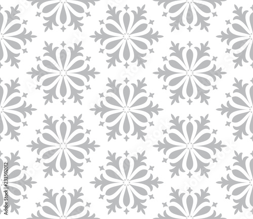 Abstract geometric pattern with lines, snowflakes. A seamless vector background. White and grey texture. Graphic modern pattern