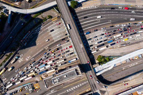 Photography Traffic in cross harbor tunnel in Hong Kong