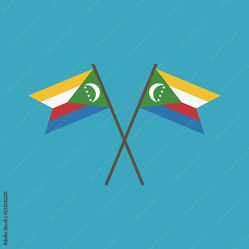 Comoros flag icon in flat design Comoros flag icon in flat design