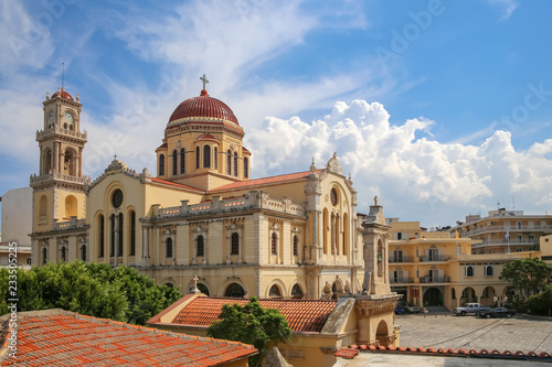 Heraklion, Greece, 10.01.2018. St. Mina Cathedral is one of the main cathedrals of the city of Heraklion on the island of Crete in Greece. photo