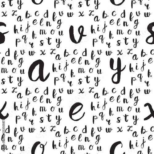 Seamless pattern with black alphabet letters