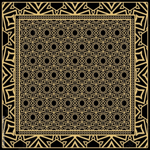 Geometric Pattern with hand-drawing floral ornament. illustration. For fabric, textile, bandana, scarg, print.