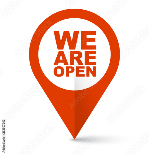 red vector banner we are open