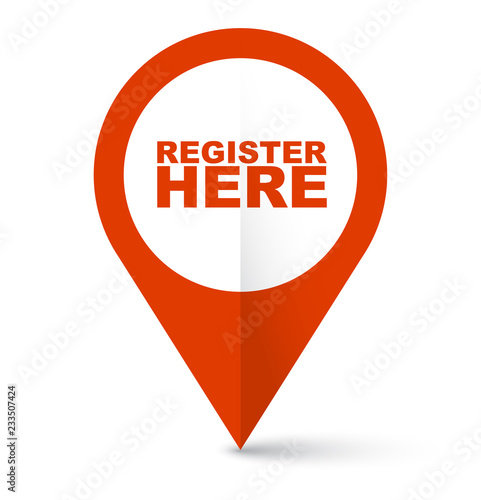red vector banner register here