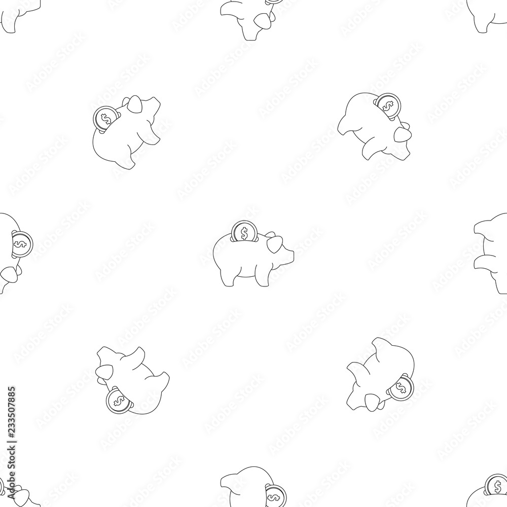 Piggy bank pattern seamless vector repeat geometric for any web design