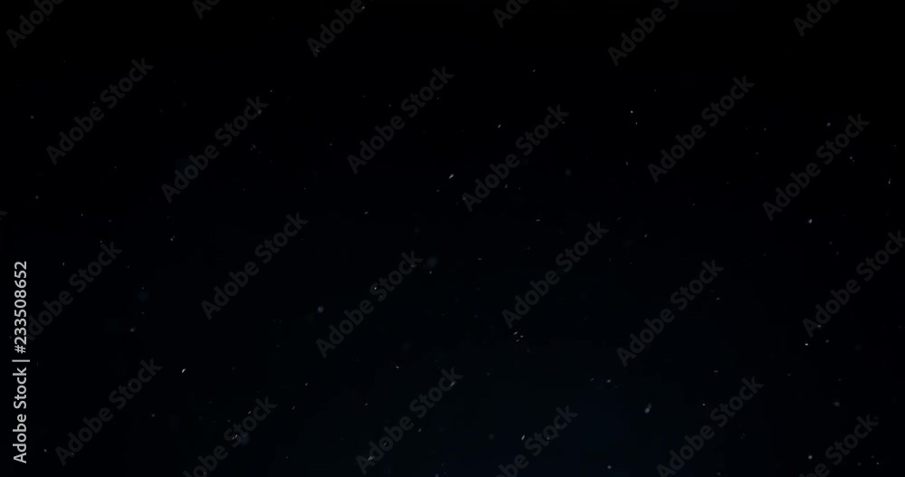 Natural organic dust particles fly in the air on dark background