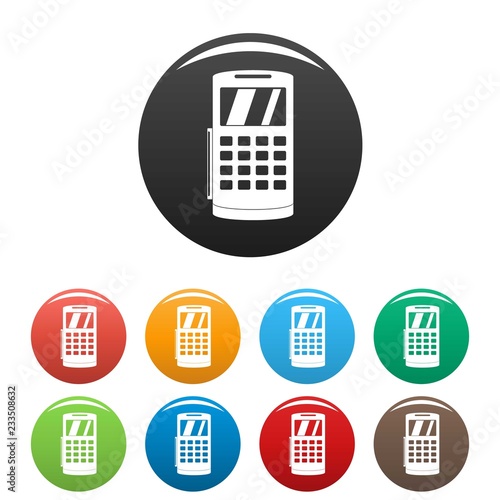 Nfc terminal payment icons set 9 color vector isolated on white for any design