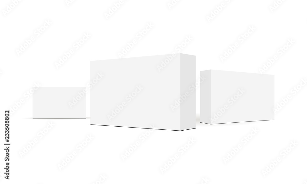 Set of rectangular packaging boxes isolated on white background. Vector illustration Set of rectangular packaging boxes isolated on white background. Vector illustration