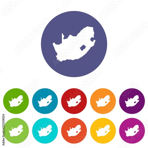 African map icons color set vector for any web design on white background