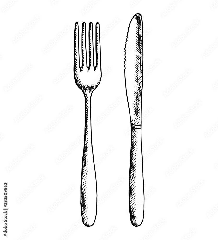 cutlery sketch. isolated object vector illustration drawing cutlery sketch. isolated object vector illustration drawing