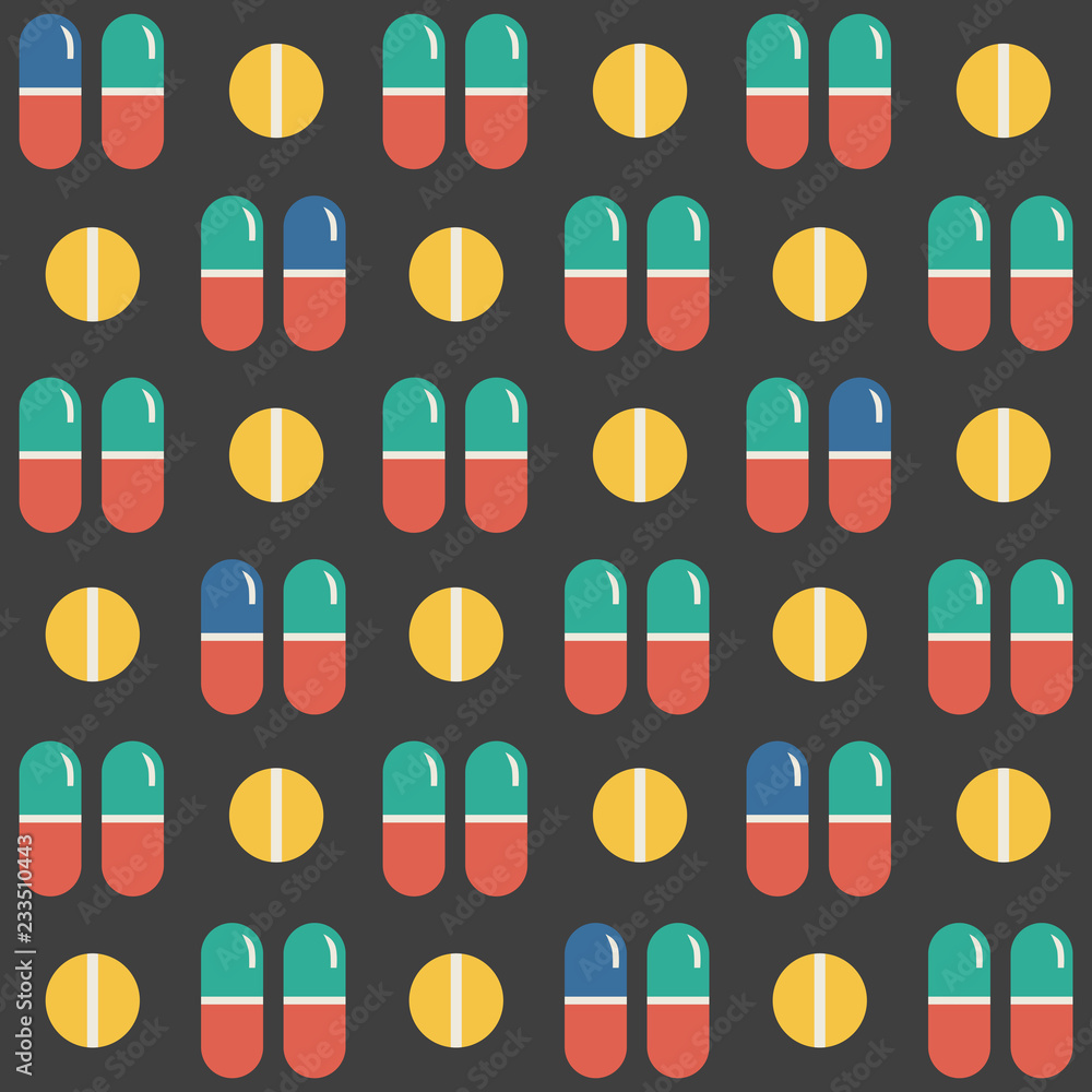 Medications (pills and tablets). Geometric Seamless Pattern