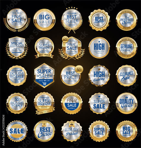 Vintage Style golden Sale labels Design vector collection