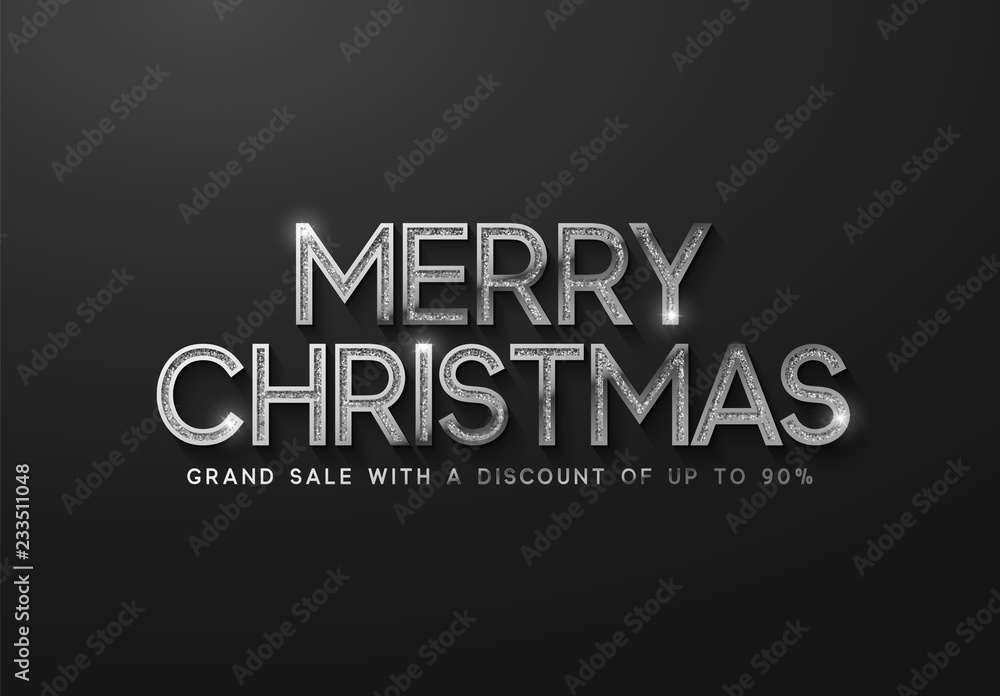 Christmas Sale. Banner, poster, logo silver color on black background. Christmas Sale. Banner, poster, logo silver color on black background.