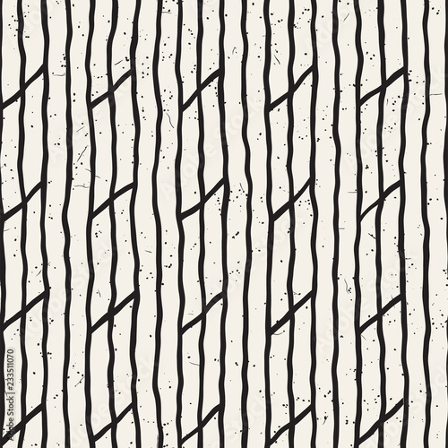 Simple ink geometric pattern. Monochrome black and white strokes background. Hand drawn ink texture