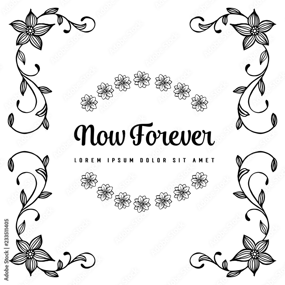 Vector flowers set with now forever hand draw Vector flowers set with now forever hand draw