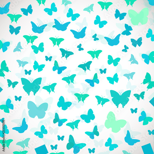 Abstract Butterfly Background. Vector illustration of blue butterflies.