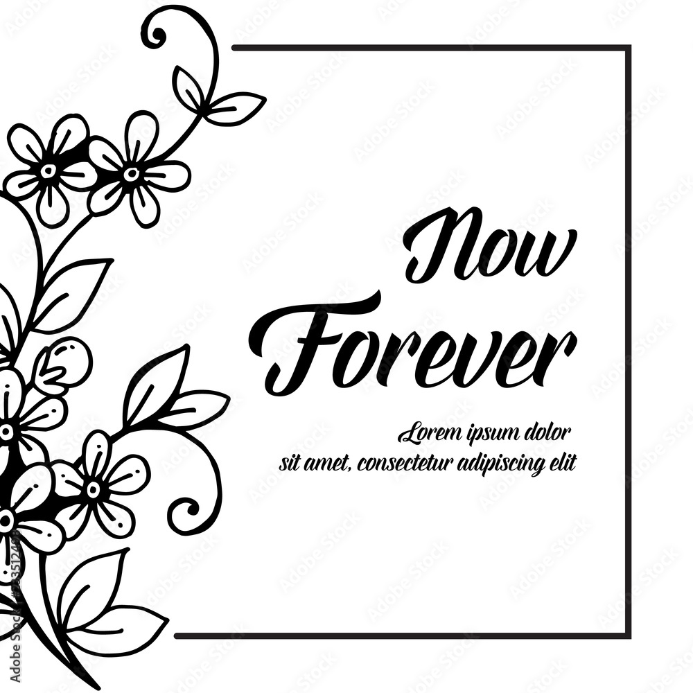 Beautiful wreath with now forever text vector art Beautiful wreath with now forever text vector art