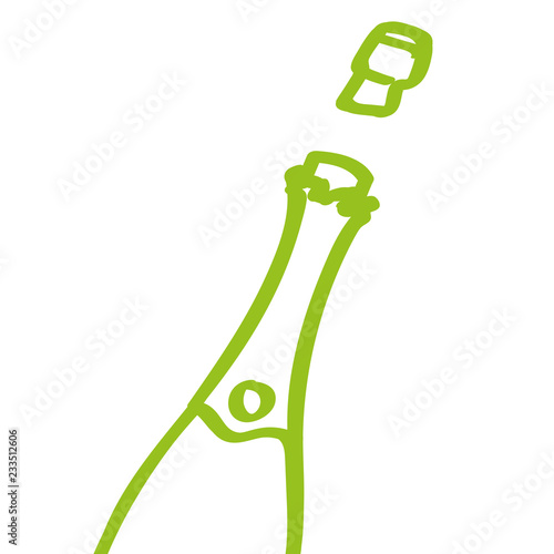 Handgezeichnete Sektflasche in hellgrün