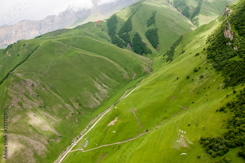 Panorama of the Chegem gorge. It is observed from height of flight the glider. photo