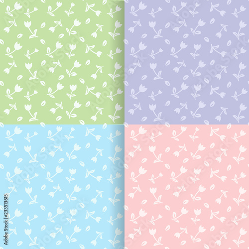 Set of seamless floral patterns.