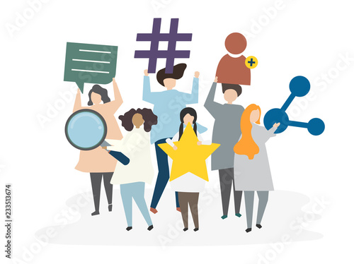 Illustration of avatar social network concept