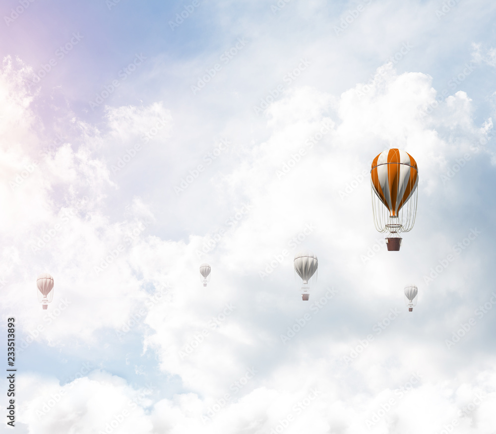 Fototapeta premium Flying hot air balloons in the air.