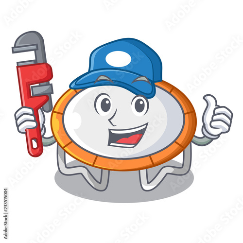 Plumber isolate on trampoline transparent shape mascot