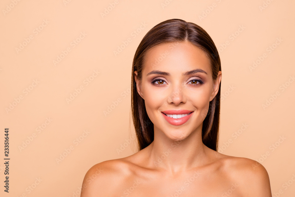 Close up portrait of pretty charming lovely cute sweet gorgeous 