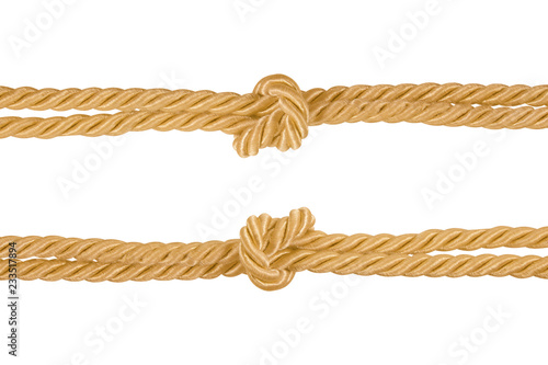 Close-up of rope with knot isolated on white
