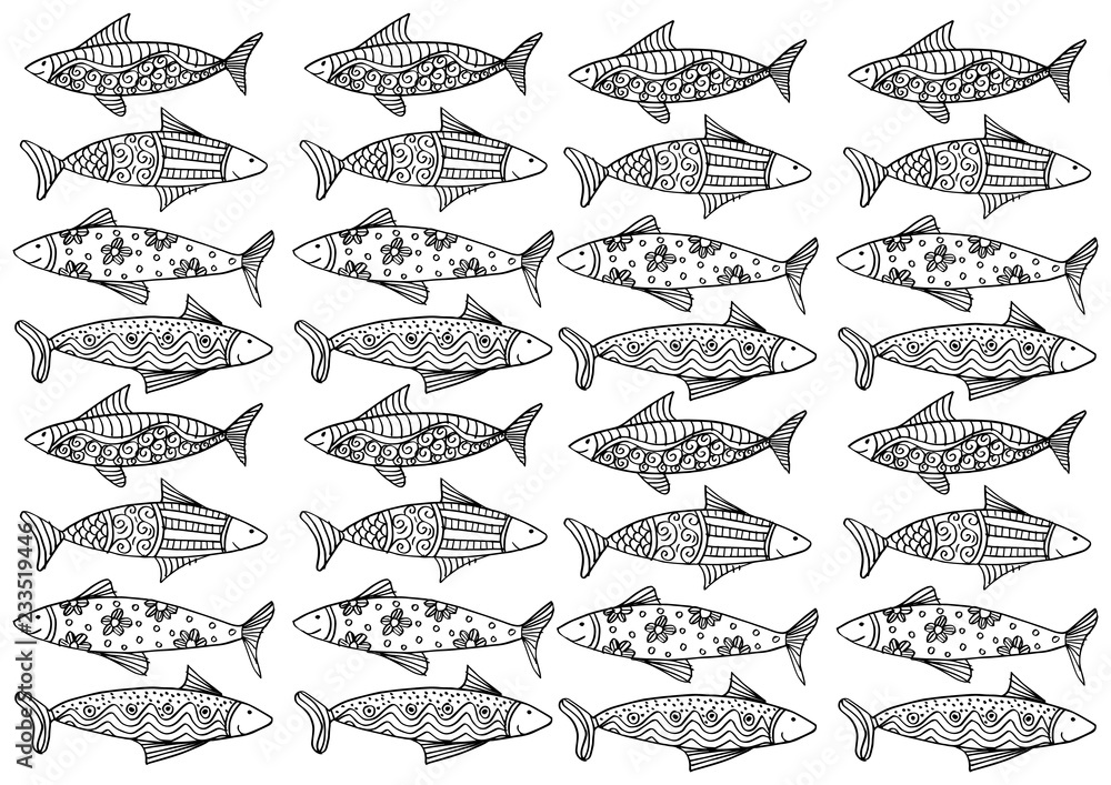 Obraz premium Decorative pattern with fish.