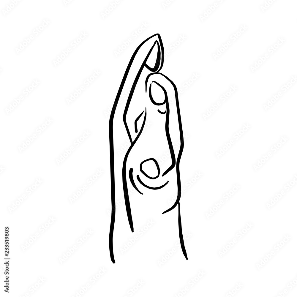 Baby jesus born in Bethlehem with Mary and Joseph vector illustration sketch doodle hand drawn with black lines isolated on white background. Baby jesus born in Bethlehem with Mary and Joseph vector illustration sketch doodle hand drawn with black lines isolated on white background.