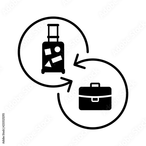 Работа - отпуск, отдых. Векторный значок.