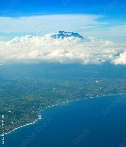 Bali seashore Agung volcano...