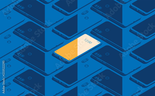Smartphone seamless flat isometric pattern for background