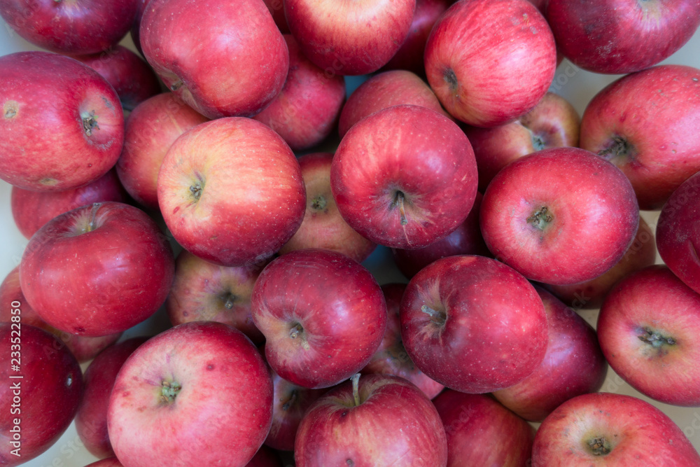 Ripe red apples (Jonathan cultivar) from above Ripe red apples (Jonathan cultivar) from above