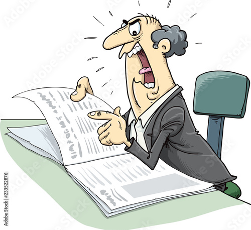Reading man newspaper businessman shocked by bad news