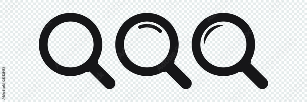 Search icon. Magnifying glass icon, vector magnifier or loupe sign. Search icon. Magnifying glass icon, vector magnifier or loupe sign.