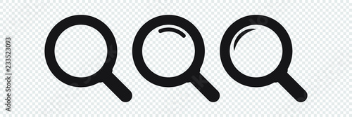 Search icon. Magnifying glass icon, vector magnifier or loupe sign.