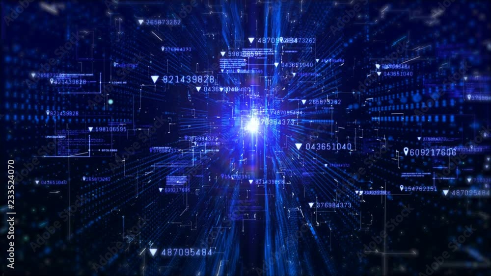 Digital matrix particles and light abstract background. Motion graphics technology concept Digital matrix particles and light abstract background. Motion graphics technology concept