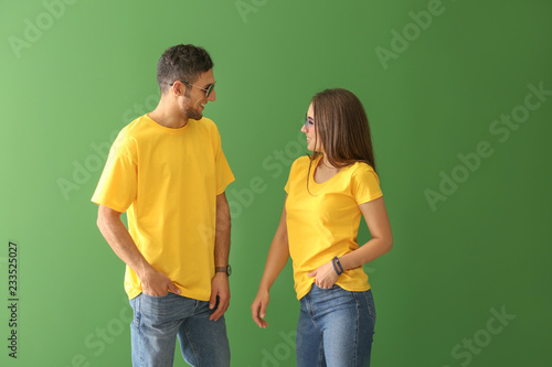 Young man and woman in styl...