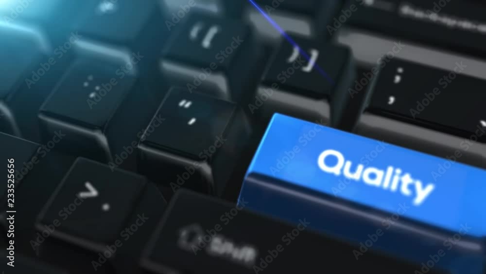 Animation close up computer keyboard with Quality Button Animation close up computer keyboard with Quality Button