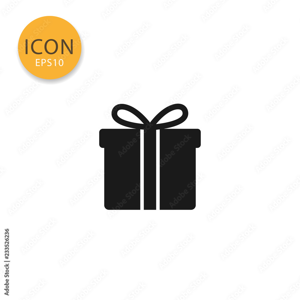 Gift box icon isolated flat style. Gift box icon isolated flat style.
