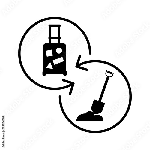 Работа - отпуск, отдых. Векторный значок.