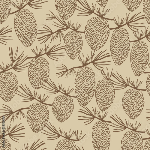 vintage seamless with pine cones