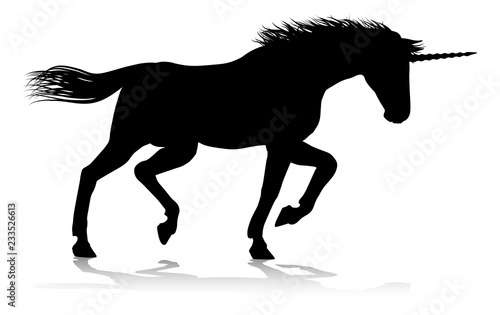 A unicorn silhouette mythical horned horse graphic