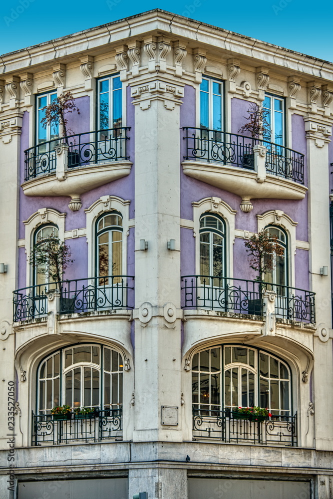 Fragment of Art Nouveau architecture style of Lisbon city